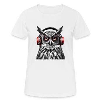 Hibou cool avec des écouteurs - T-shirt respirant Femme - blanc - Devant - AI Model Female 172 dark (172cm)