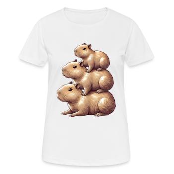 Capybaras empilés mignon conception d’animaux - T-shirt respirant Femme - blanc - Devant - AI Model Female 172 dark (172cm)
