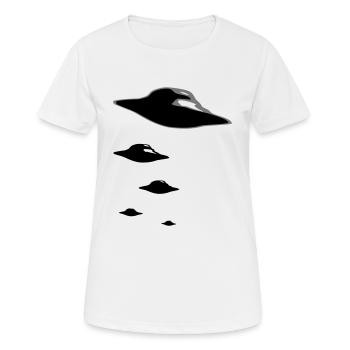 UFO ARMY 2clr - Frauen T-Shirt atmungsaktiv - Weiß - Vorne - AI Model Female 172 dark (172cm)