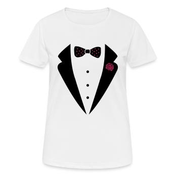 bow_tie_anzug_002 - Women's Breathable T-Shirt - white - Front - AI Model Female 172 dark (172cm)