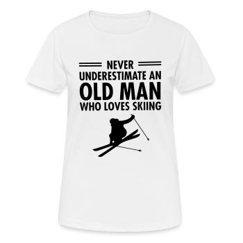 Unterschätze niemals einen alten Mann, der das Skifahren liebt - Frauen T-Shirt atmungsaktiv - Weiß - Vorne - AI Model Female 172 dark (172cm)