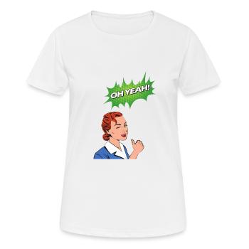 Oh Yeah Comic Comicstyle Cartoon Sprechblase Nerd - Frauen T-Shirt atmungsaktiv - Weiß - Vorne - AI Model Female 172 dark (172cm)