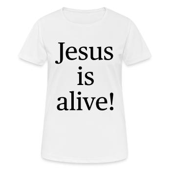 Jésus est vivant - T-shirt respirant Femme - blanc - Devant - AI Model Female 172 dark (172cm)