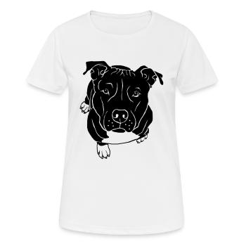 Staffordshire Bullterrier mendiant - T-shirt respirant Femme - blanc - Devant - AI Model Female 172 dark (172cm)