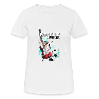 Worship Jesus - Christian Clothing - Women's Breathable T-Shirt - white - Front - AI Model Female 172 dark (172cm)