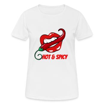 Hot & Spicy Chilli Pepper in Red Lips - Women's Breathable T-Shirt - white - Front - AI Model Female 172 dark (172cm)