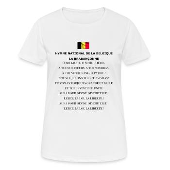 Hymne national de la Belgique: La Brabançonne - T-shirt respirant Femme - blanc - Devant - AI Model Female 172 dark (172cm)