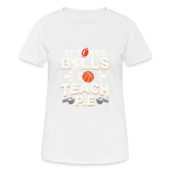 Professeur d’éducation physique - T-shirt respirant Femme - blanc - Devant - AI Model Female 172 dark (172cm)