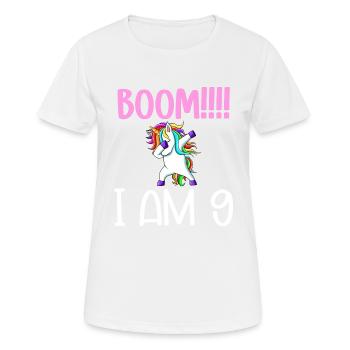 Dabbing birthday unicorn for kid 9 years old girl - T-shirt respirant Femme - blanc - Devant - AI Model Female 172 dark (172cm)
