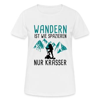 Wandern ist wie spazieren - Frauen T-Shirt atmungsaktiv - Weiß - Vorne - AI Model Female 172 dark (172cm)