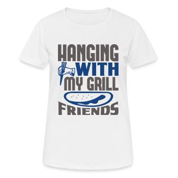 HÄNGEN MIT MEINEN GRILLFREUNDEN LUSTIG - Frauen T-Shirt atmungsaktiv - Weiß - Vorne - AI Model Female 172 dark (172cm)