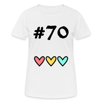 70 ANS. 70e ANNIVERSAIRE. ANNIVERSAIRE 70 ANS. 70 - T-shirt respirant Femme - blanc - Devant - AI Model Female 172 dark (172cm)