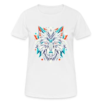 Design géométrique de T-shirt loup - T-shirt respirant Femme - blanc - Devant - AI Model Female 172 dark (172cm)