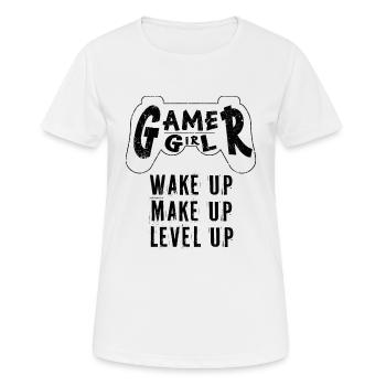 Gamer Girl Réveillez-vous Maquillage Monter de niveau - T-shirt respirant Femme - blanc - Devant - AI Model Female 172 dark (172cm)