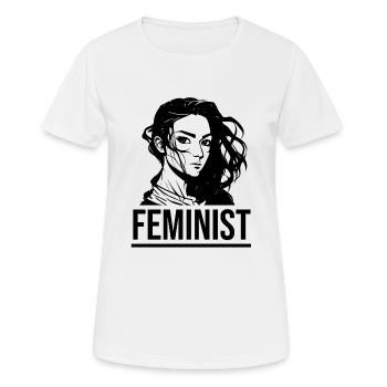 FEMINIST - Frauen T-Shirt atmungsaktiv - Weiß - Vorne - AI Model Female 172 dark (172cm)