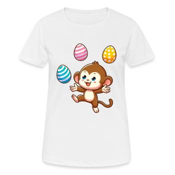 Ostern Affe Osterei Jongleur Artist Design - Frauen T-Shirt atmungsaktiv - Weiß - Vorne - AI Model Female 172 dark (172cm)