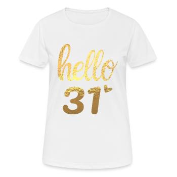 Hallo 31 Gold - Frauen T-Shirt atmungsaktiv - Weiß - Vorne - AI Model Female 172 dark (172cm)