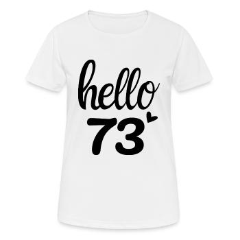 Hello 73 - T-shirt respirant Femme - blanc - Devant - AI Model Female 172 dark (172cm)