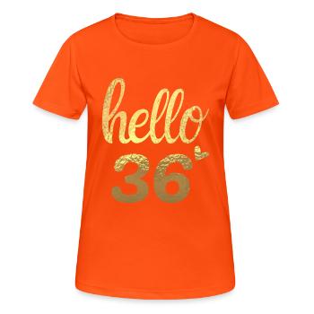 Hello 36 doré - T-shirt respirant Femme - orange néon - Devant - AI Model Female 172 dark (172cm)