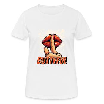 Buttyful with red lips and kissing lips - Women's Breathable T-Shirt - white - Front - AI Model Female 172 dark (172cm)