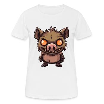 Cochon Halloween Bande dessinée Drôle de sanglier - T-shirt respirant Femme - blanc - Devant - AI Model Female 172 dark (172cm)
