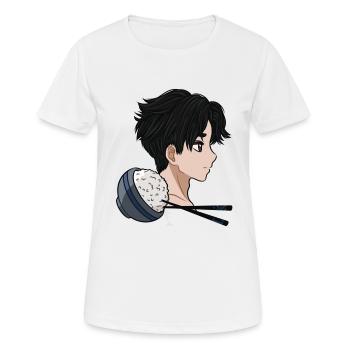 Reis Manga Anime Boy Rice Bowl Comic Stäbchen - Frauen T-Shirt atmungsaktiv - Weiß - Vorne - AI Model Female 172 dark (172cm)