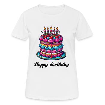 gâteau d'anniversaire - T-shirt respirant Femme - blanc - Devant - AI Model Female 172 dark (172cm)
