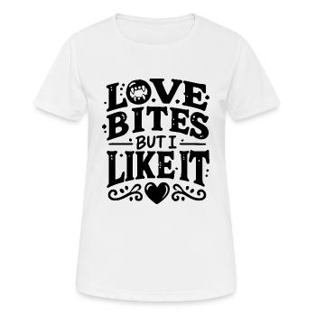 Ich liebe Bites, aber ich mag es - Frauen T-Shirt atmungsaktiv - Weiß - Vorne - AI Model Female 172 dark (172cm)