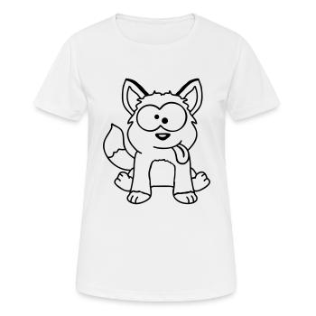 Hund Fuchs Lustige Grimasse Schielen Zunge Raus - Frauen T-Shirt atmungsaktiv - Weiß - Vorne - AI Model Female 172 dark (172cm)