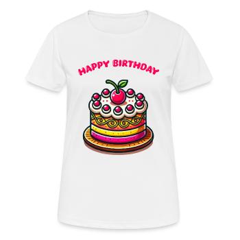 torte happy birthday - Frauen T-Shirt atmungsaktiv - Weiß - Vorne - AI Model Female 172 dark (172cm)