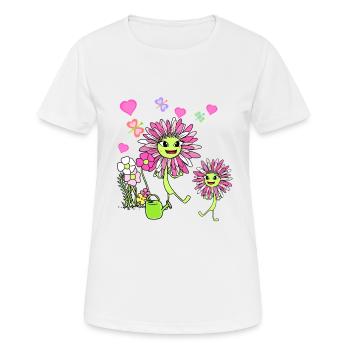 Printemps Été Fleurs Fleur Enfants Enfant Jardin - T-shirt respirant Femme - blanc - Devant - AI Model Female 172 dark (172cm)