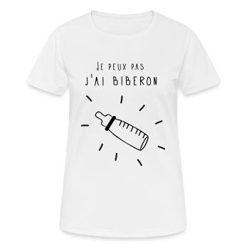 Je peux pas, j'ai biberon! - T-shirt respirant Femme - blanc - Devant - AI Model Female 172 dark (172cm)