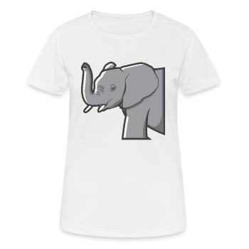 Elephant raises his trunk and shows the tusks - Women's Breathable T-Shirt - white - Front - AI Model Female 172 dark (172cm)