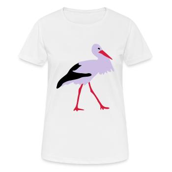 Storch - Frauen T-Shirt atmungsaktiv - Weiß - Vorne - AI Model Female 172 dark (172cm)