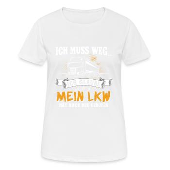 Lastwagen LKW Spedition Geschenk · ich muss weg - Frauen T-Shirt atmungsaktiv - Weiß - Vorne - AI Model Female 172 dark (172cm)