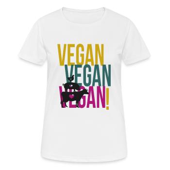 Vegan Vegan Vegan Rétro - T-shirt respirant Femme - blanc - Devant - AI Model Female 172 dark (172cm)