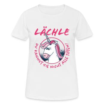 Lächle du kannst sie nicht alle töten Einhorn - Frauen T-Shirt atmungsaktiv - Weiß - Vorne - AI Model Female 172 dark (172cm)