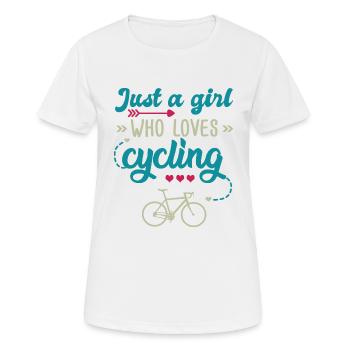 Mädchen, das das Radfahren liebt Geschenk Frau und Fahrrad - Frauen T-Shirt atmungsaktiv - Weiß - Vorne - AI Model Female 172 dark (172cm)