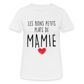 Mamie Petits Plats D'amour Cadeau Grand-Mère - T-shirt respirant Femme - blanc - Devant - AI Model Female 172 dark (172cm)