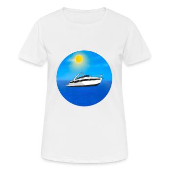Motorboot im Meer - Frauen T-Shirt atmungsaktiv - Weiß - Vorne - AI Model Female 172 dark (172cm)