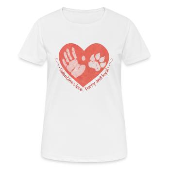 Valentinstag-Liebe: Pelzige und treue Kameradschaft - Frauen T-Shirt atmungsaktiv - Weiß - Vorne - AI Model Female 172 dark (172cm)