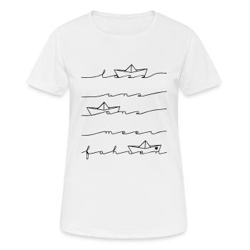 Lass uns ans Meer fahren - Frauen T-Shirt atmungsaktiv - Weiß - Vorne - AI Model Female 172 dark (172cm)