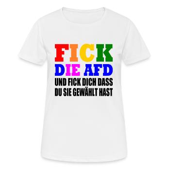 Fck afd - fick die afd - Frauen T-Shirt atmungsaktiv - Weiß - Vorne - AI Model Female 172 dark (172cm)