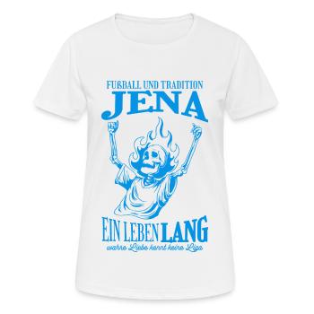 Cadeau de football Jena Tradition - T-shirt respirant Femme - blanc - Devant - AI Model Female 172 dark (172cm)