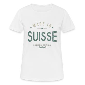 Swiss made in Switzerland birthday gift - Women's Breathable T-Shirt - white - Front - AI Model Female 172 dark (172cm)