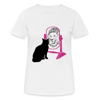 katze - löwe - spiegel - Frauen T-Shirt atmungsaktiv - Weiß - Vorne - AI Model Female 172 dark (172cm)