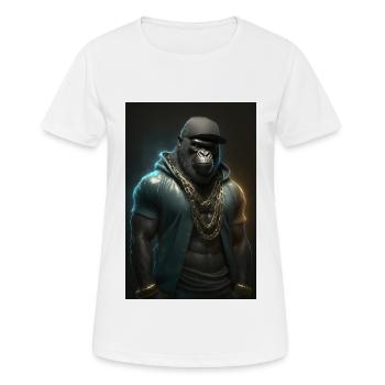 Rapper Gorilla - Frauen T-Shirt atmungsaktiv - Weiß - Vorne - AI Model Female 172 dark (172cm)