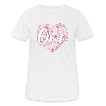 Oma Blumen herz Loading baby Geburt Ich werde - Frauen T-Shirt atmungsaktiv - Weiß - Vorne - AI Model Female 172 dark (172cm)