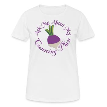 Posez-moi des questions sur mon plan astucieux Blackadder Navet - T-shirt respirant Femme - blanc - Devant - AI Model Female 172 dark (172cm)