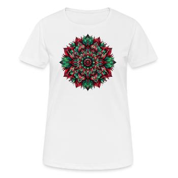 Mandala Harmony vert rouge - T-shirt respirant Femme - blanc - Devant - AI Model Female 172 dark (172cm)